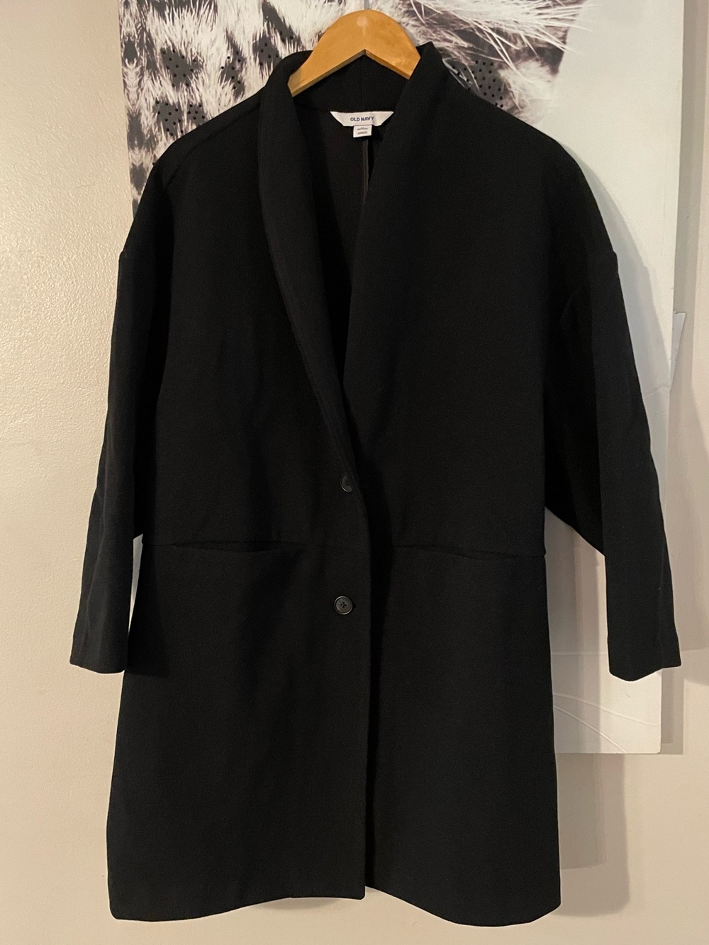 Old Navy Women's Black Long Open-Front Trench Coat XL petite comfy warm career
